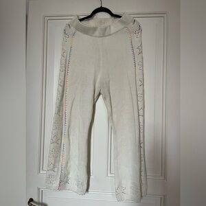 Love Shack Fancy Toro Knitted Pants Lounge in Antique White